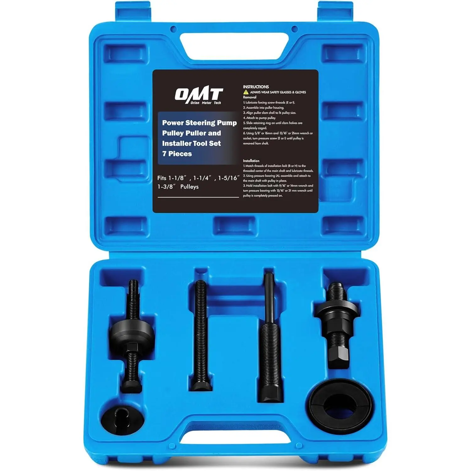 Power Steering Pump Pulley Puller-Installer Tool Set, Automotive Engine & Transmission Repair Tools for GM/Chrysler Vehicle Steering Repairs
