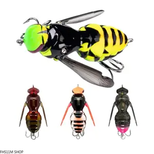 2PCS Topwater Wasp Fishing Lure Realistic Noisy Splash Action Glow UV Floating Insect Bait Freshwater Bass Fishing FishingTok Summer Essentials Unisex Premium Tackle Gear