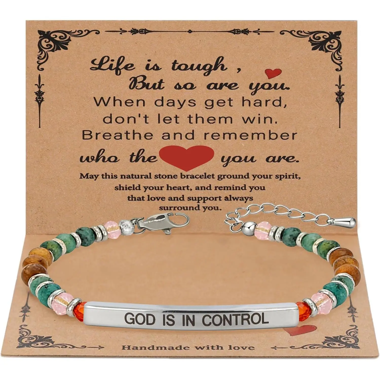 Dont Let The Hard Days Win Bracelet, Remember Who The F You Are Bracelet, God in Control Motivational Prayer  for Mom Sister