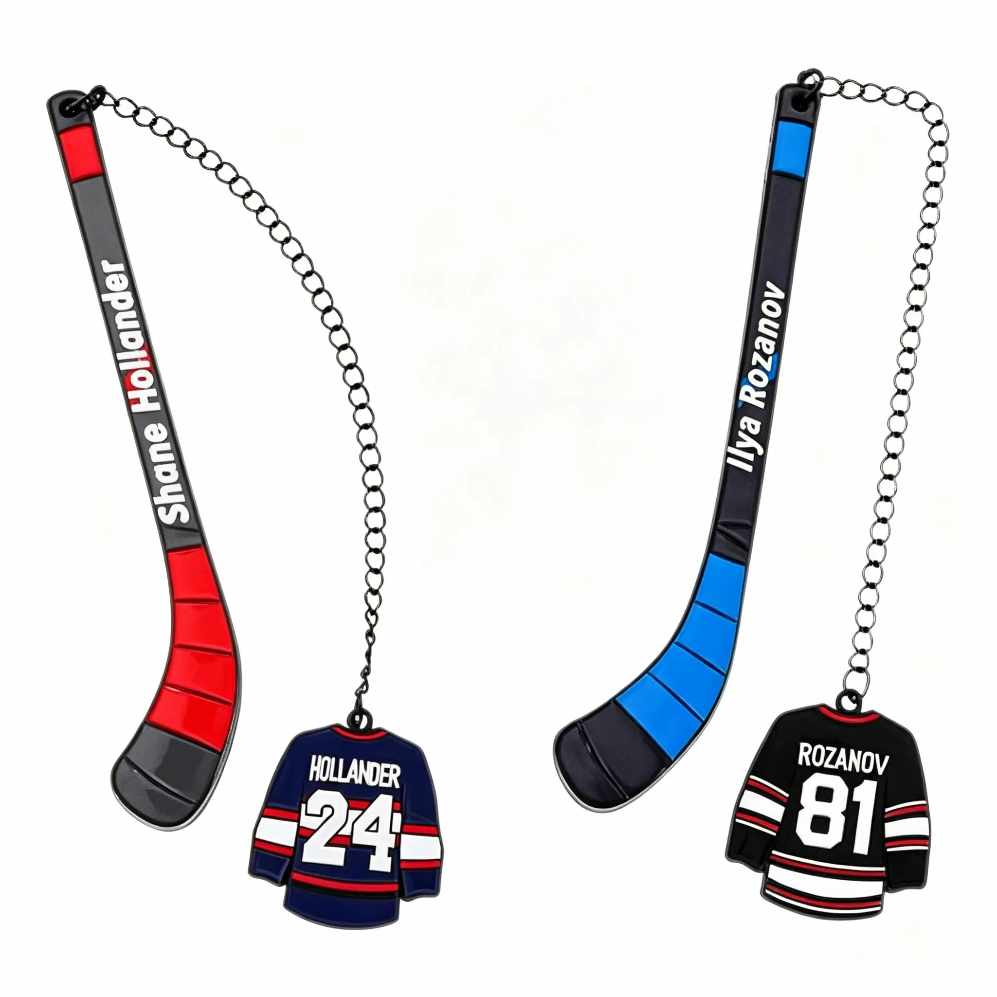 Ice Hockey Stick Bookmark, Hockey Rivals Ilya Rozanov 81 Shane Hollander 24 Premium Metal Versatile Bookmarks Gifts Accessories for Fans Women Men Birthday Book Lovers (2pcs Ice Hockey Stick)