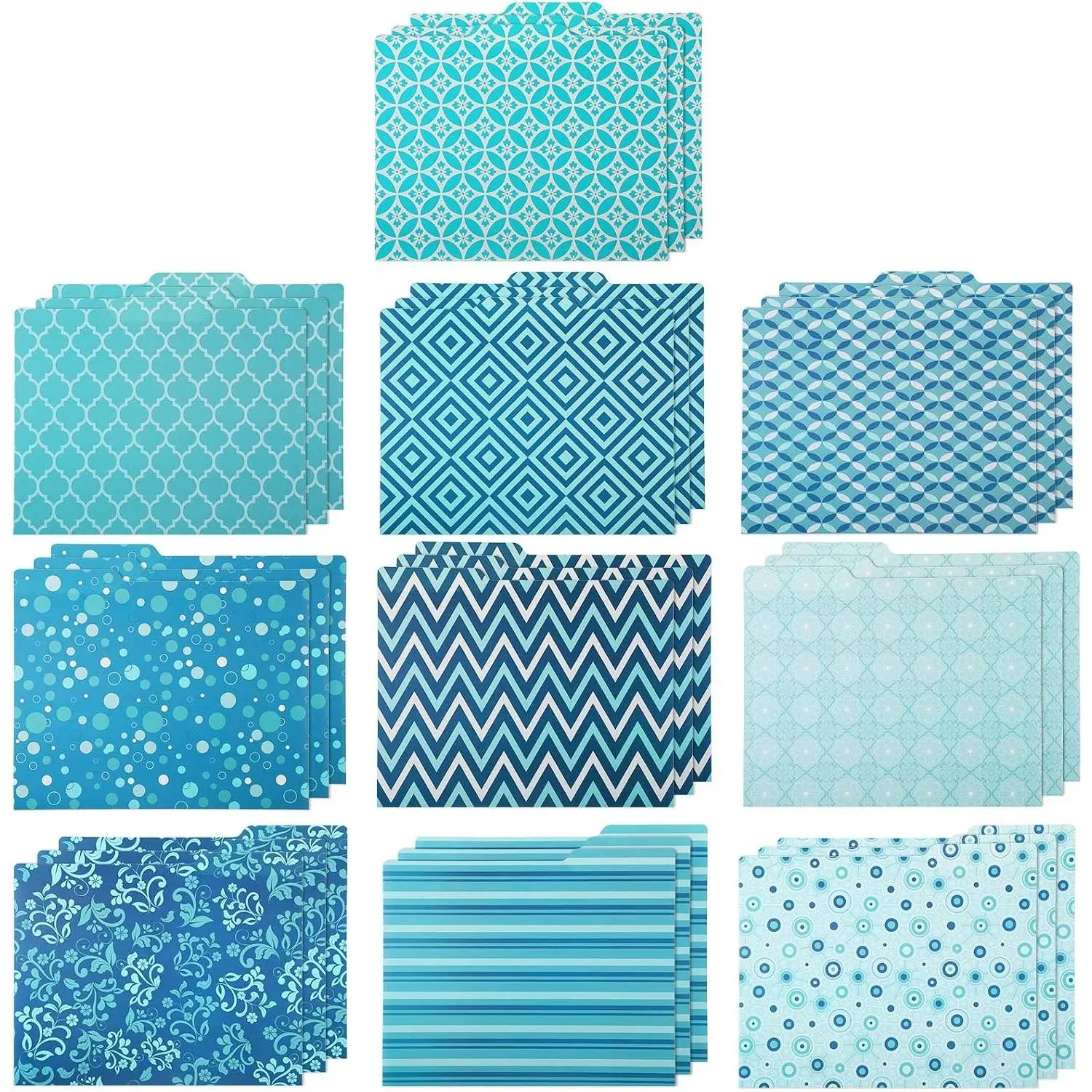 30 Pcs Decorative File Folders Letter Size Colored, Assorted Style