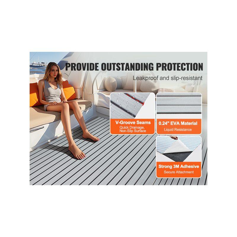 VEVOR Boat Flooring, EVA Foam Boat Decking 94.5x 45.7, Non-Slip Self-Adhesive Flooring, 29.9 sq. ft Marine Carpet for Boats, Yacht, Pontoon, Kayak Decking