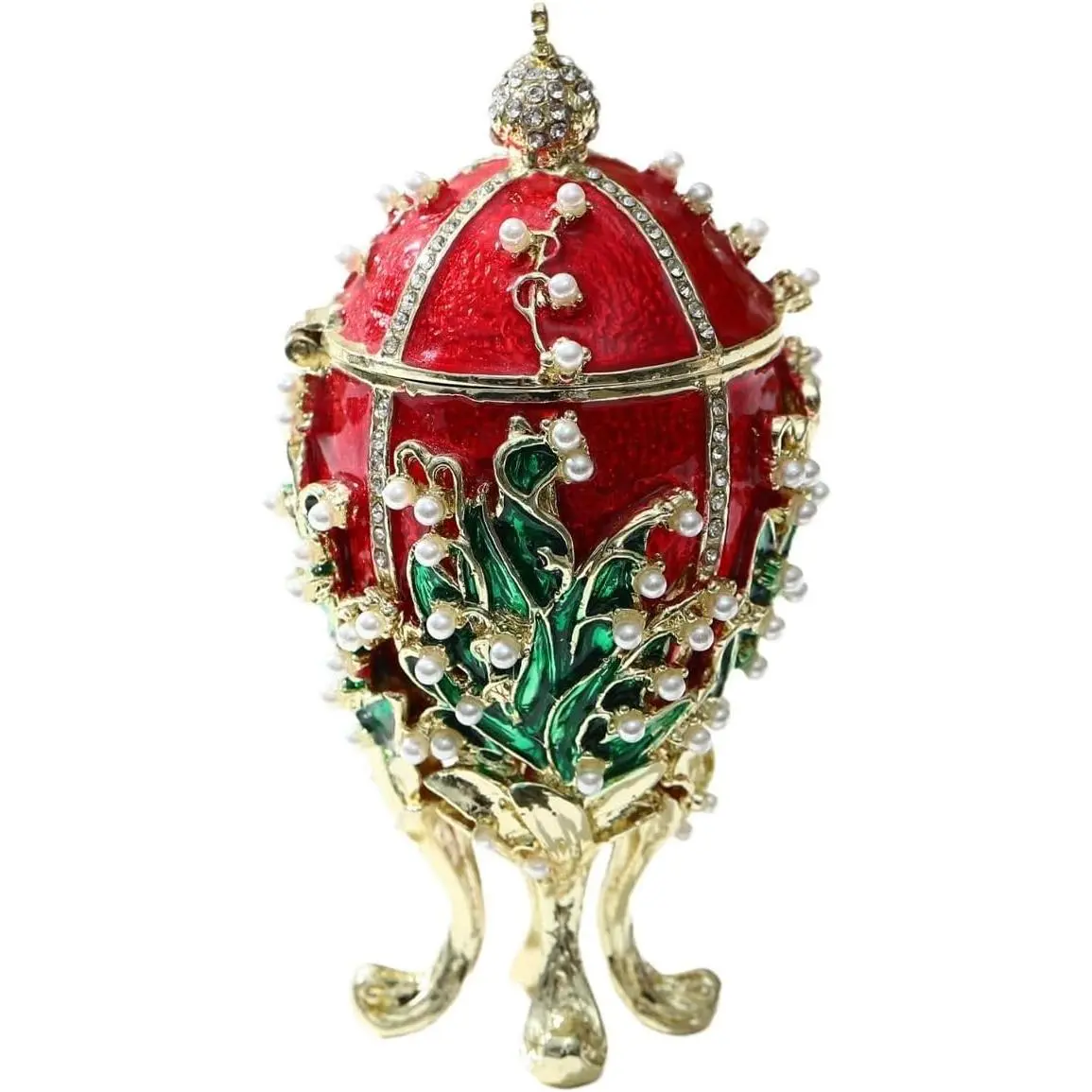Hand Painted Trinket Box Enamel Faberge Egg   Box  Easter Egg Hinged Metal  Organizer Decorative Treasure Box  Gifts