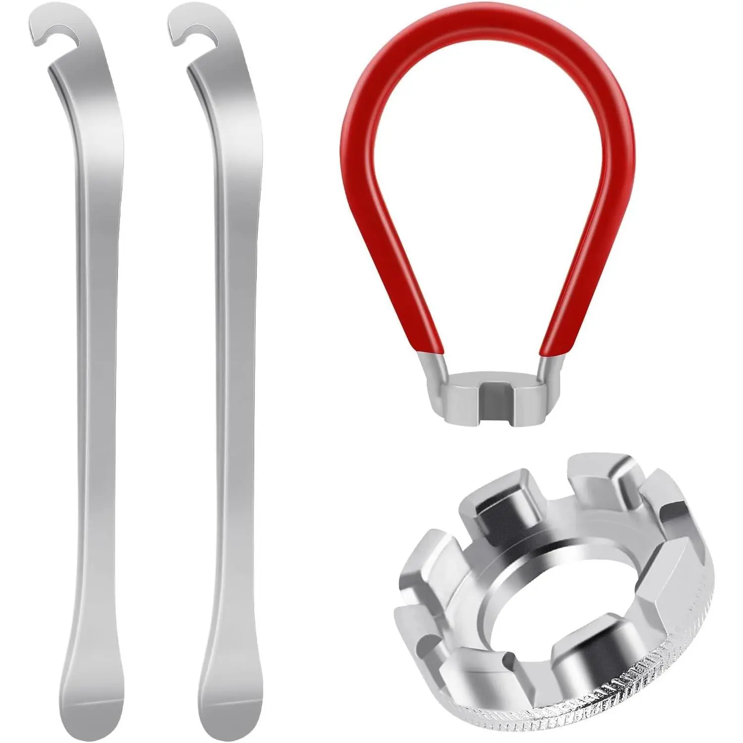 4-Piece Bicycle Spoke Wrench - Forged Steel Bike Tool for Wheel Tension Adjustment, Includes Storage Box - Compatible with Bike Pedal Wrench and Bike Maintenance Kit