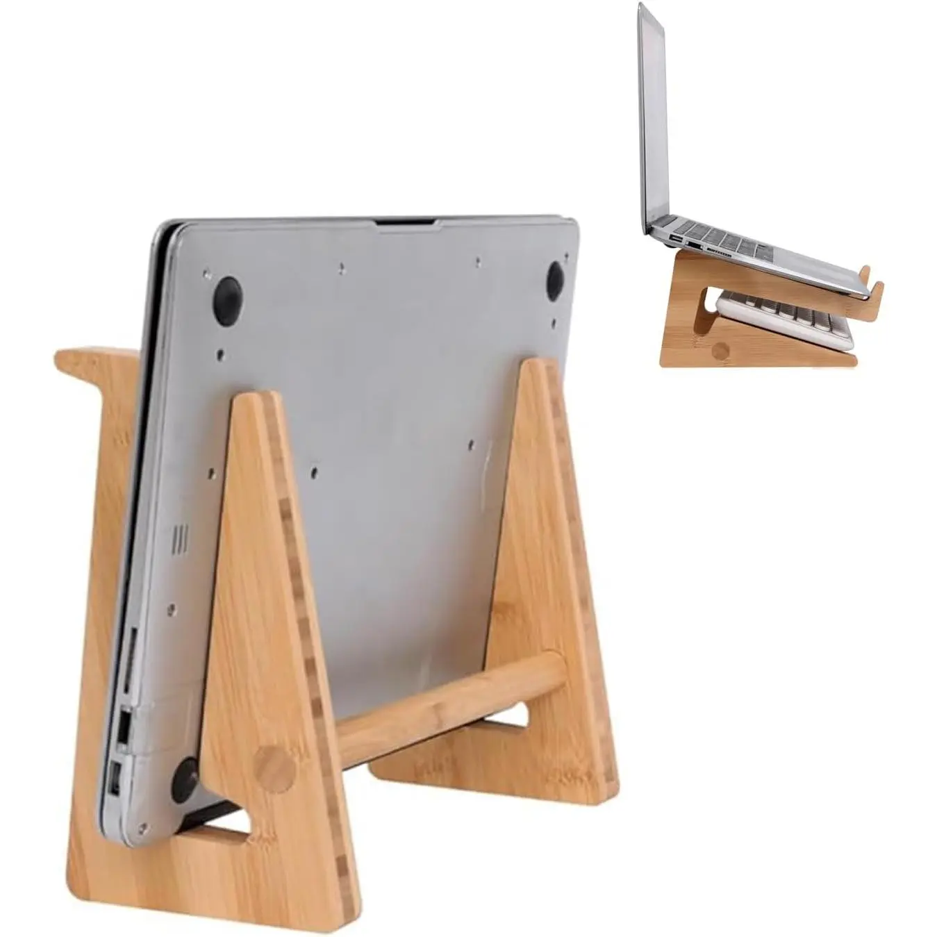 Wooden Vertical Laptop Stand for Desk,  Laptop Holder Compatible with MacBook Air Pro/ XPS/Surface Pro//Pixelbook/,  13-15.6 Inch Laptops