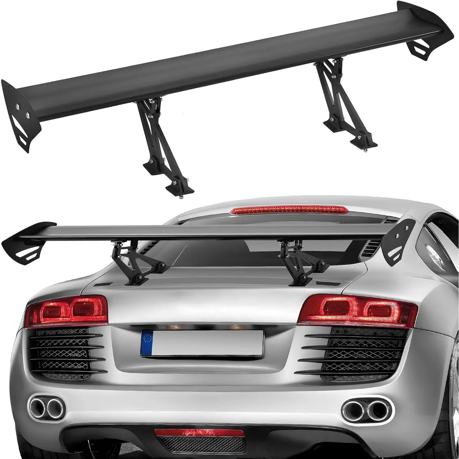 Wing Car Spoiler, 43.3 inch Universal Spoiler with Single Deck, Adjustable Lightweight Aluminum, Car Rear Spoiler Wing, Racing Spoiler BGW/JDM Drift Black
