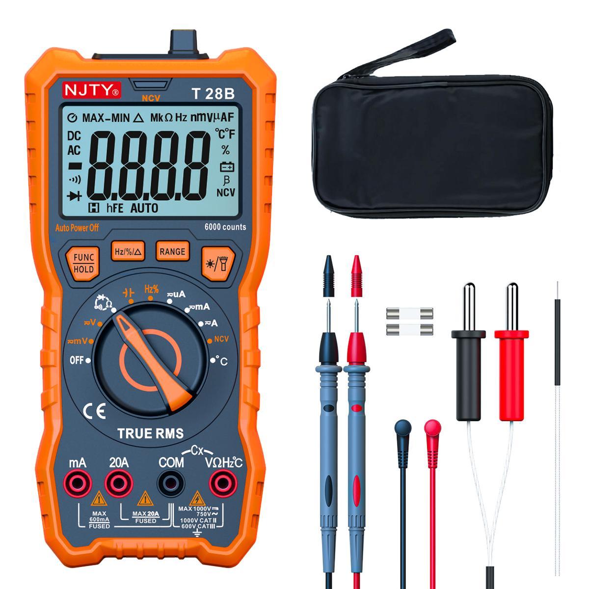 NJTY T28B Digital Multimeter, Battery Required High Precision True RMS ...