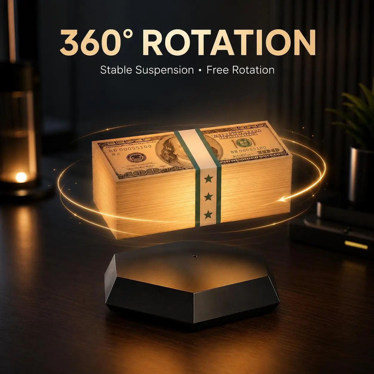 Magnetic Levitating Lamp Ornament, US Plug Powered Floating LED Night Light with Minimalist Base, Gaming Inspired Room & Desk Decor Gift