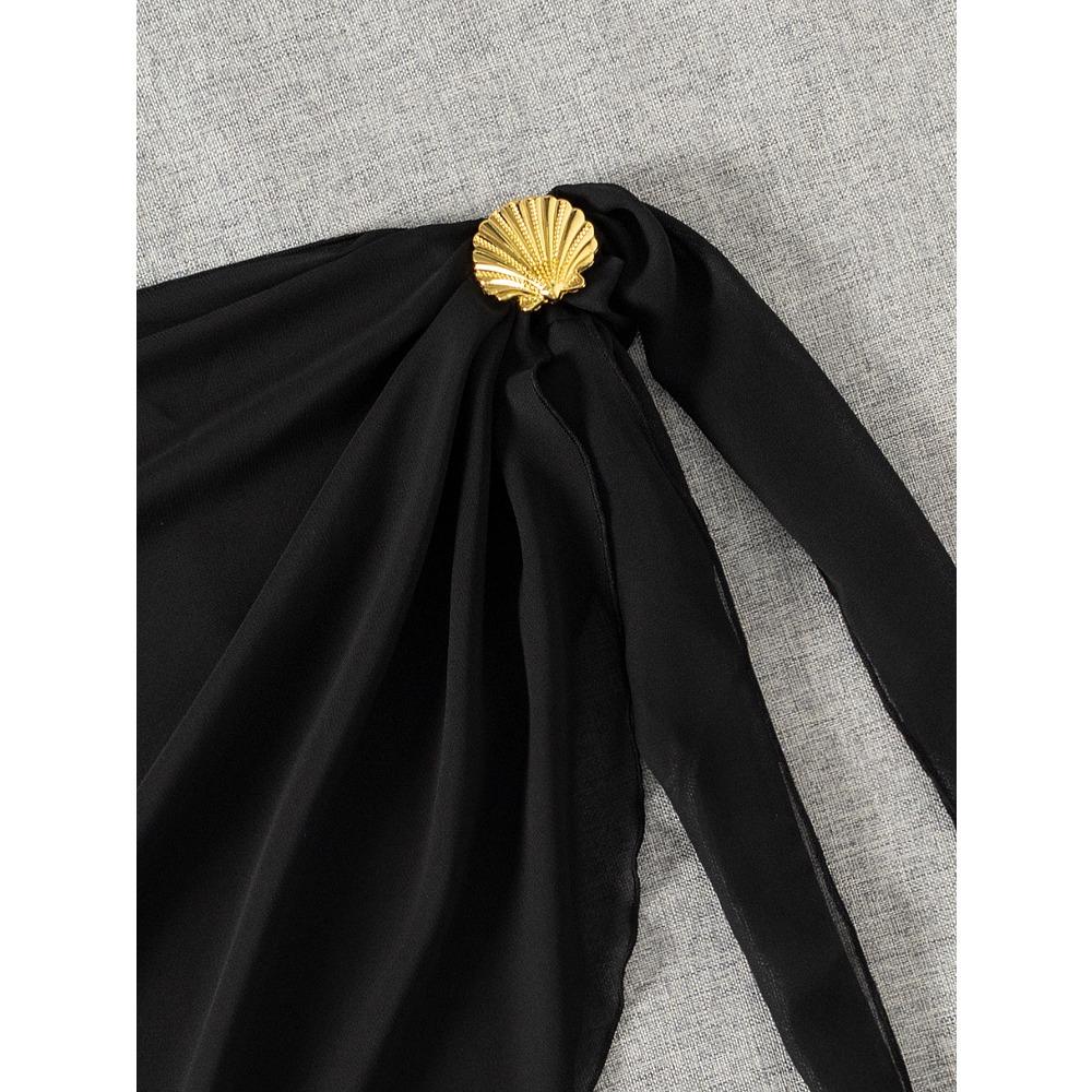 BIGWIG Women's Mesh Bikini Cover-Up — Sexy Summer Beach Wrap Skirt, Sheer Swimwear Cover-Up, Seashell-Themed Beach Blouse, Lightweight Bikini Wrap & Shawl, Beach Vacation Swim Skirt