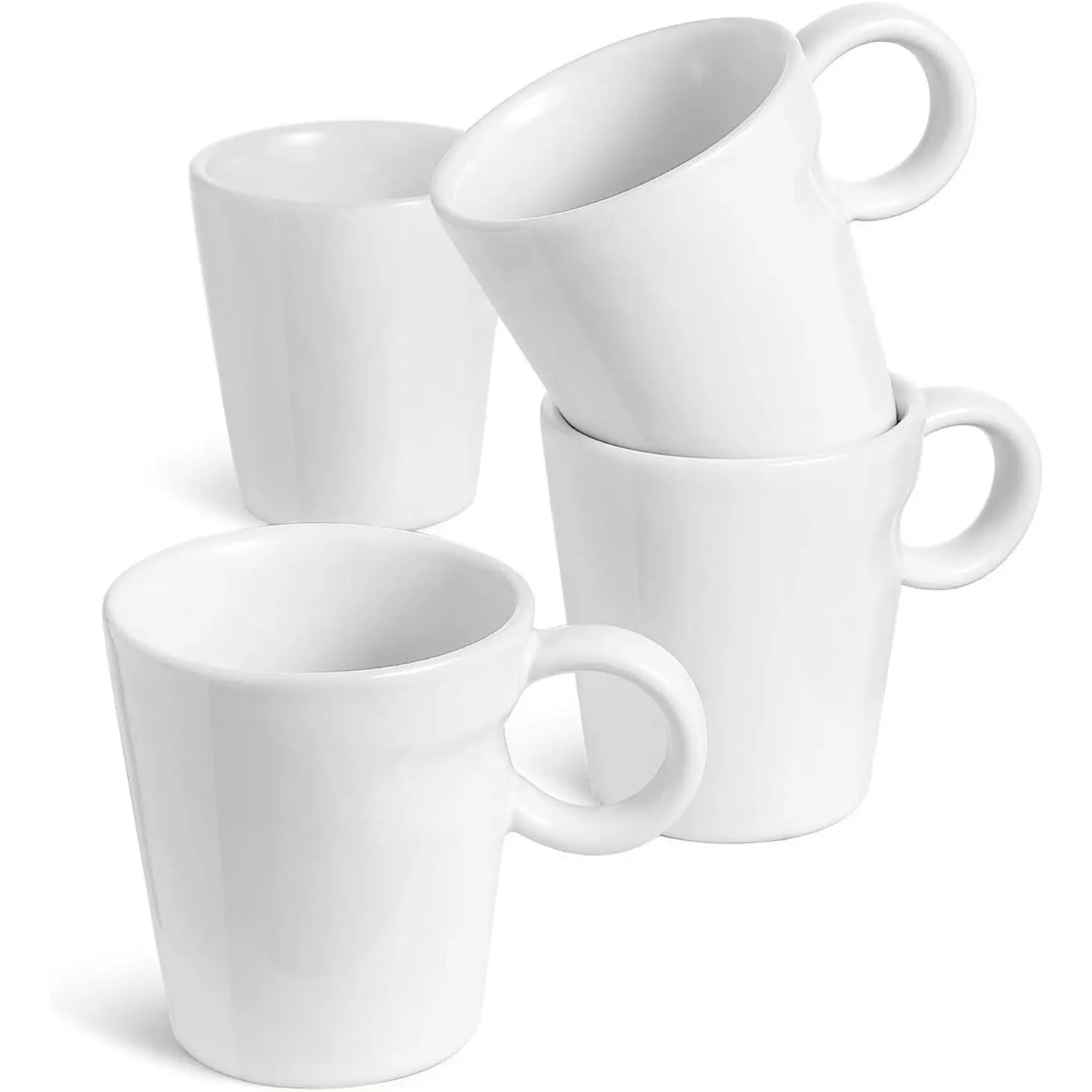 LE TAUCI 5 oz Stackable Ceramic Espresso Mugs, Set of 4 White Small Coffee Cups for Double Shots Espresso, Lungo, Tea, Fit for Coffee Makers & Machines