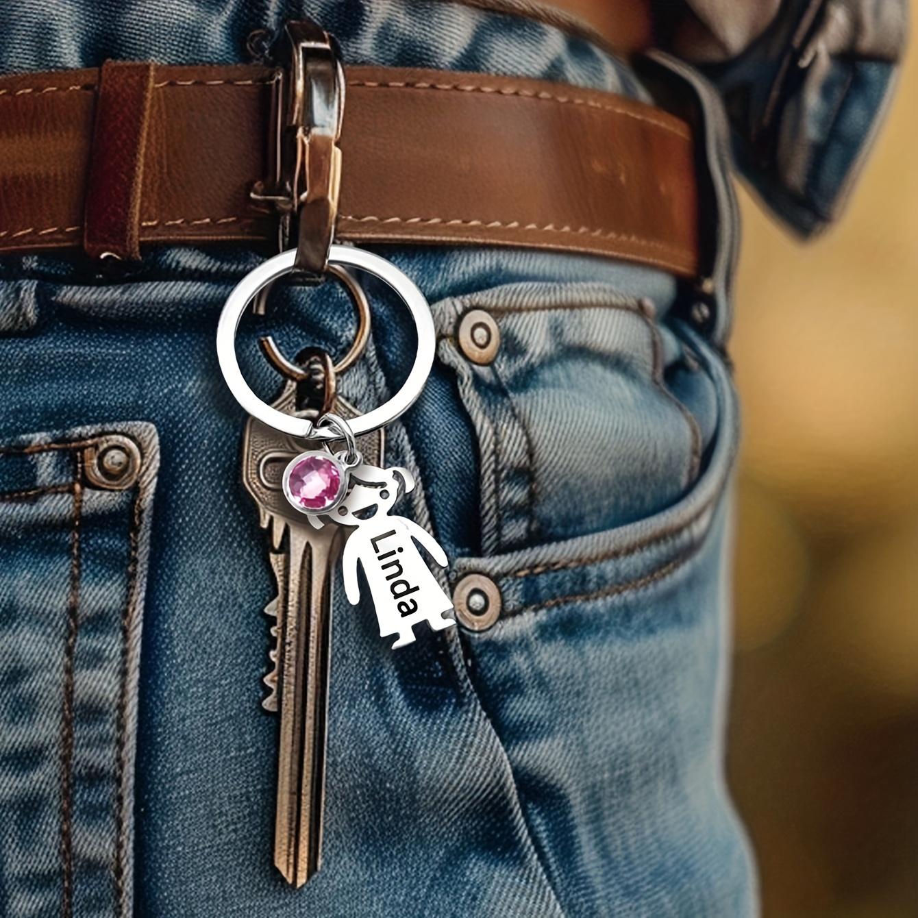 [Custom Keychain Gift] Personalized Birthstone Keychain 1pc| Custom Name, Stainless Steel, 1-5 Names| Family Gift for Men Women, Birthday, Christmas, Mother's Day, Father's Day, Daughter Son