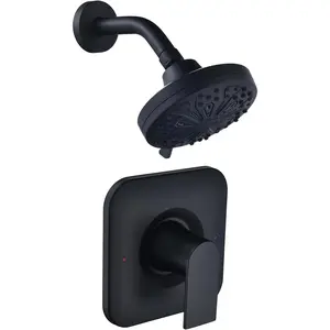 Shower Faucet Trim Kit,  for  Posi-Temp Shower Trim Kit, Including 7-Mode High  Shower , Matte Black(Valve and Tub Spout not Included)