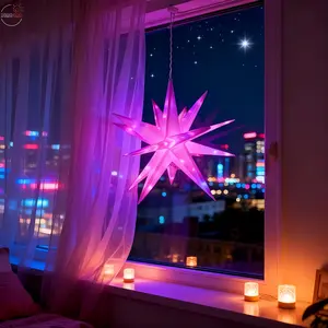 1pc RGBIC Star Light, LED String Lights Christmas Tree Topper, Dynamic Color-Changing Hanging Lamp Desk Night Light, USB Powered 20+ Lighting Modes, Bedroom Living Room Cafe Decor, Birthday Party & Holiday Ambiance Light