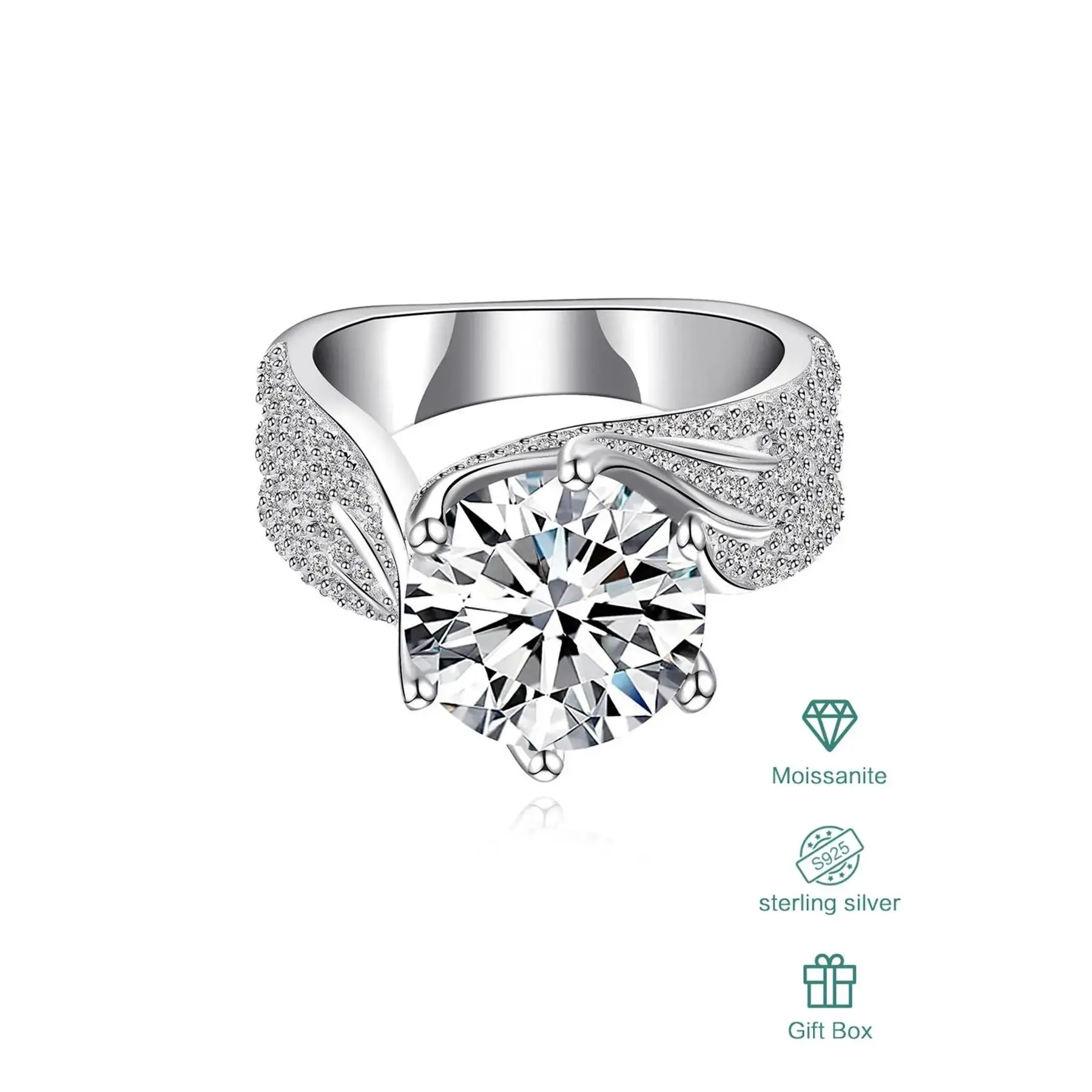 Luxury diamond ring wedding proposal birthday present, elegant women's jewelry, spread engagement ring