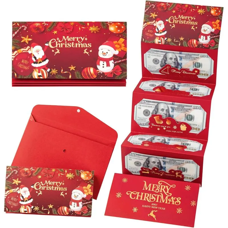 Xmas Theme Cash Holders with 6 Surprise Slots, Christmas Cash Gift Envelopes for Holiday Party Supplies (Sports & Outdoor Protective Gear Accessory)
