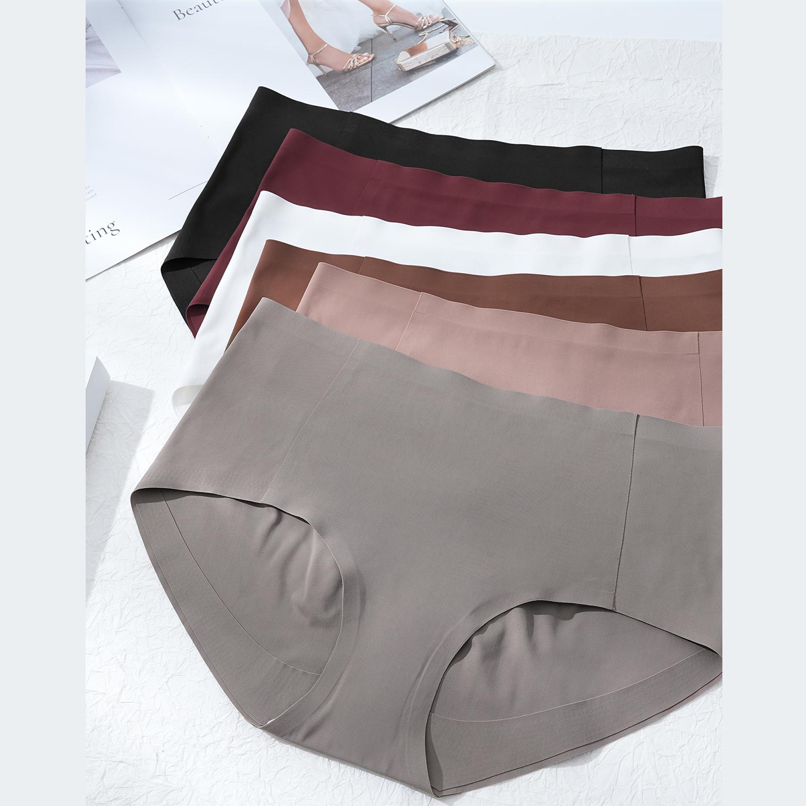 LEVAO 6Pack Women Seamless Mid Waisted Underwear No Show Full Coverage Briefs Breathable Stretch