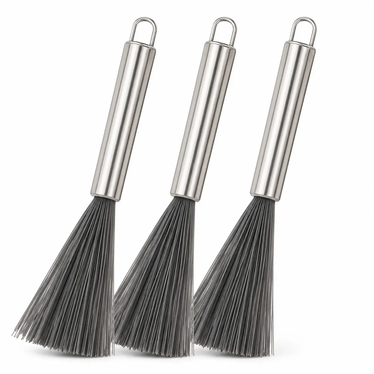 3-Piece Multi-Use Stainless Steel Long Handle Cleaning Brushes, Household Cleaning Tool, No Power Needed, Ideal for Living Room, Bedroom, Bathroom, Kitchen, Furniture