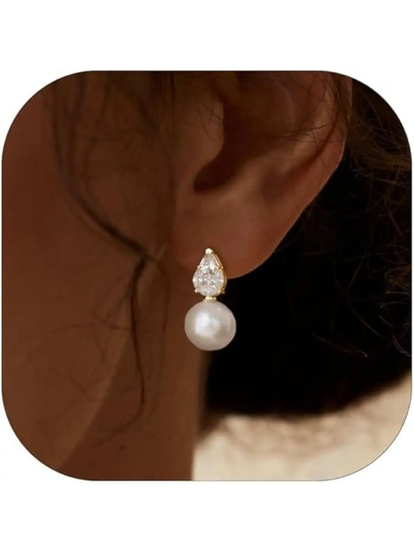 New pearl earrings - classic, round, simple, elegant - high-end stud earrings with zirconia - fashionable ear accessories
