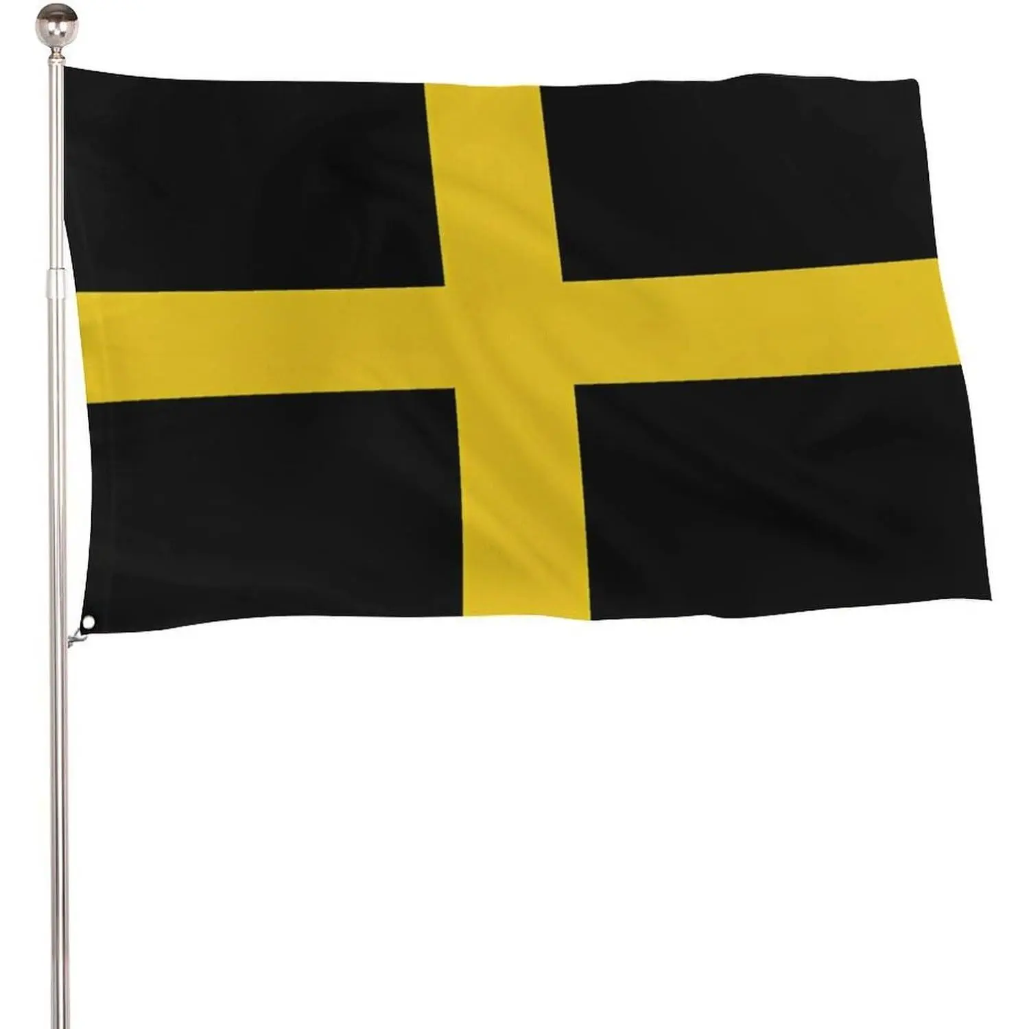 St. David's Cross Pattern Flag, 5x3 Ft Standard Size Lightweight 115D Polyester Banners with 2 Metal Eyelets for Outdoor Display