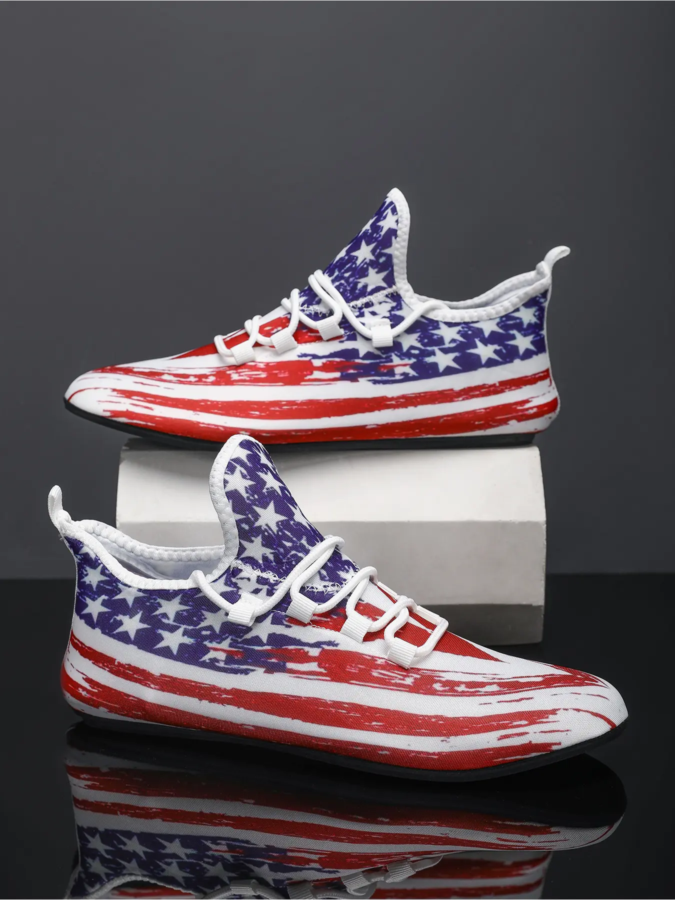 Men  Flag Print Lace Up Barefoot Fitness Shoes Soft Non Slip Breathable Yoga Gym Training Sock Sneakers