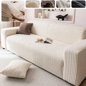 Leaf Pattern Elastic Sofa Covers, Living Room Sofa Protector, Fits Single to Five-Seater Sofas, Texture, All Seasons