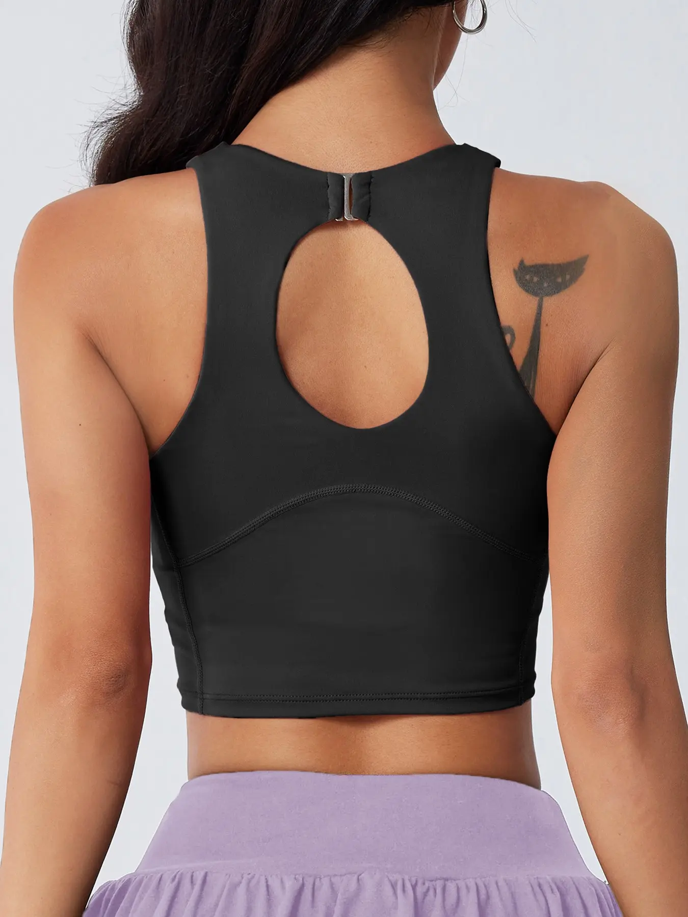 Women's Hollow Out Shark Skin Texture Elastic Sport Yoga Tank Top, Ideal for Gym, Running, Outdoor Activities, Tennis, Golf