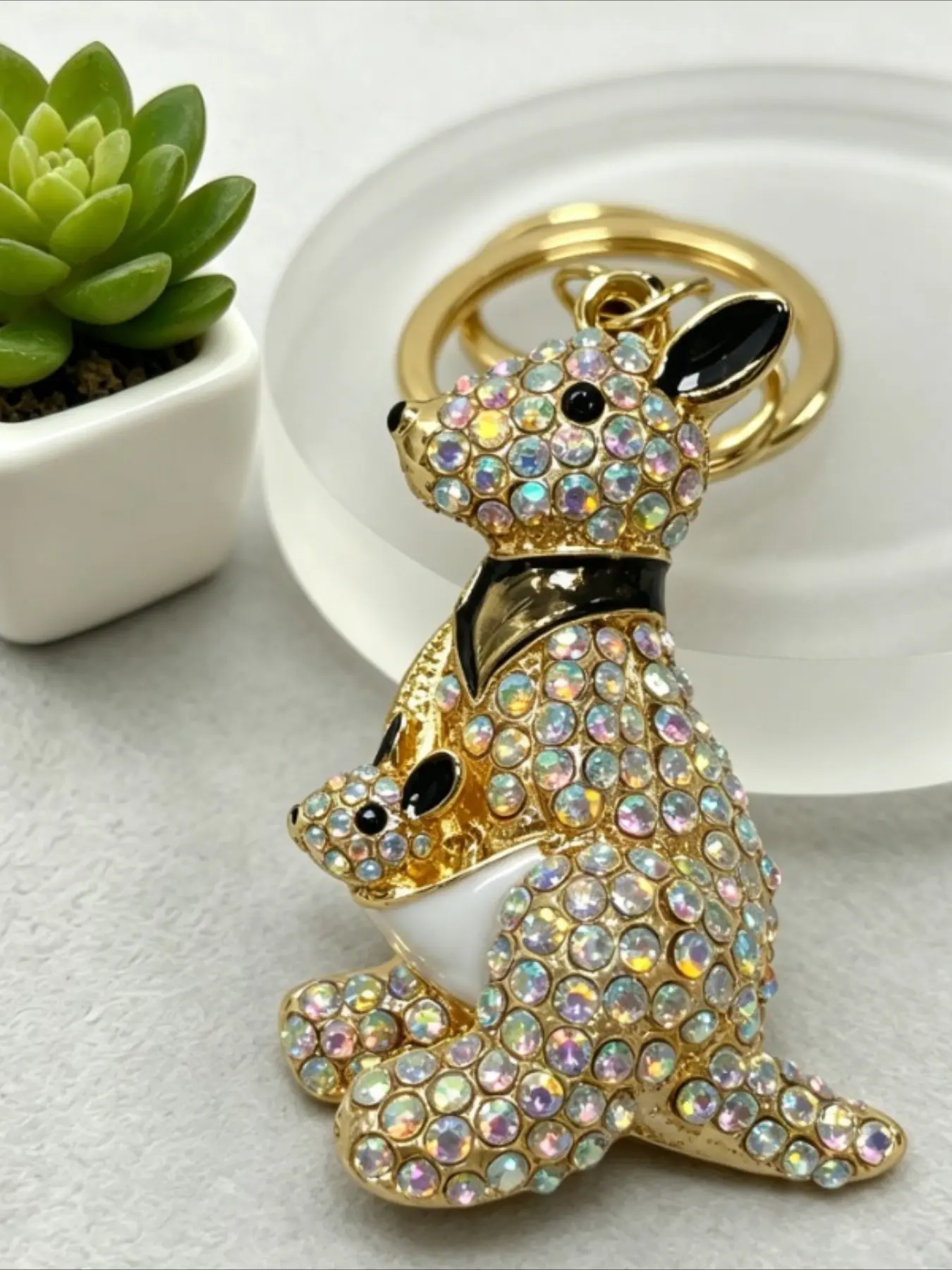 1PC Rhinestone Kangaroo Keychain Bling Mom Baby Animal Bag Charm Cute Australian Animal Pendant For Car Keys, Handbags, Backpacks Gift Bling Bling Keychains