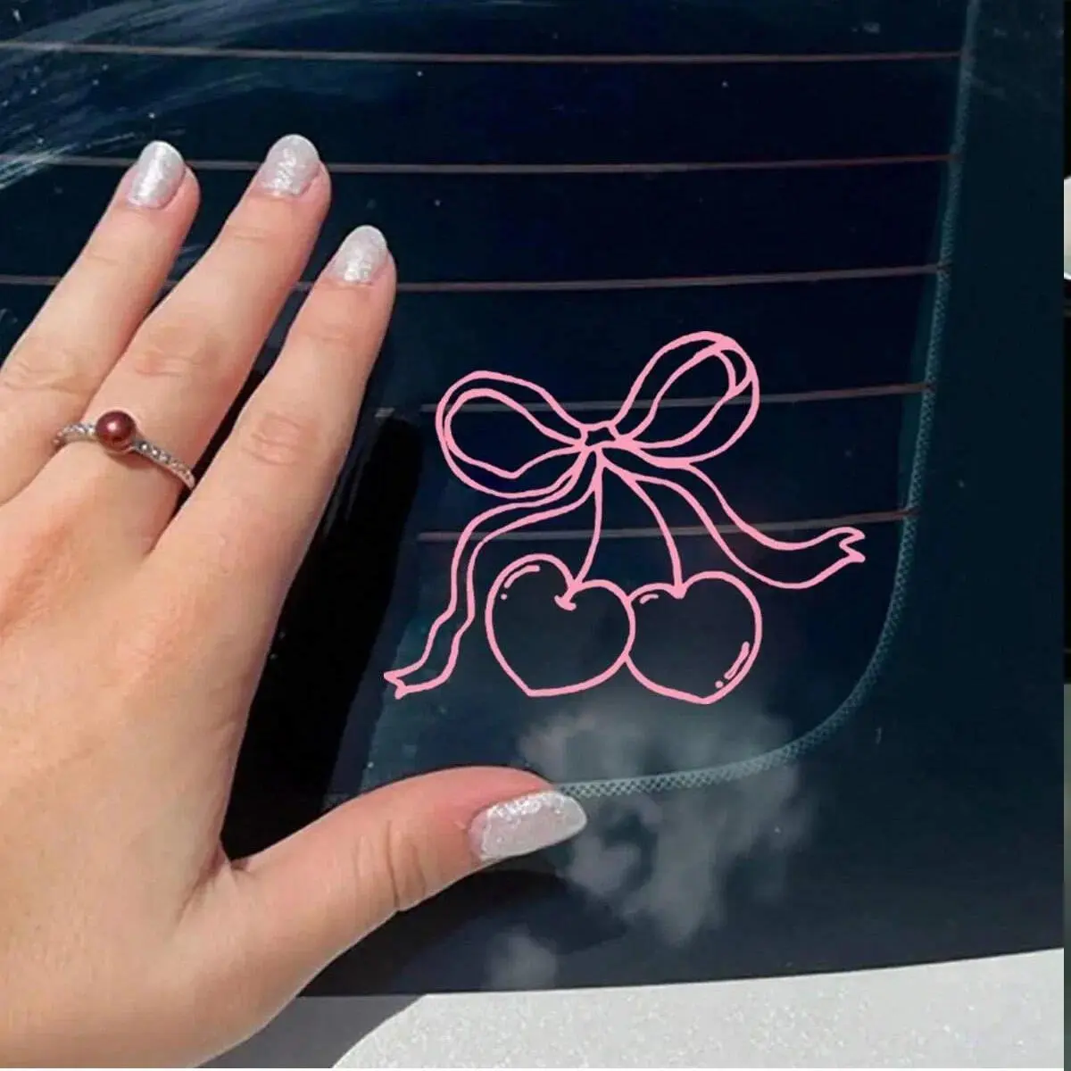 1pc-Cherry bow car decals, auto parts, vinyl decals, fuel tank cap decals, bumper stickers, car stickers