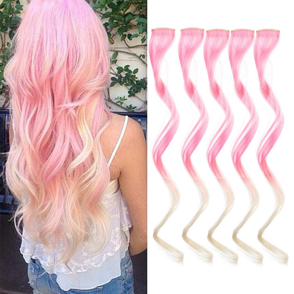 DB-One Piece Long Curly Hair Extensions for Women Ombre One-Clip Hairpiece-DB