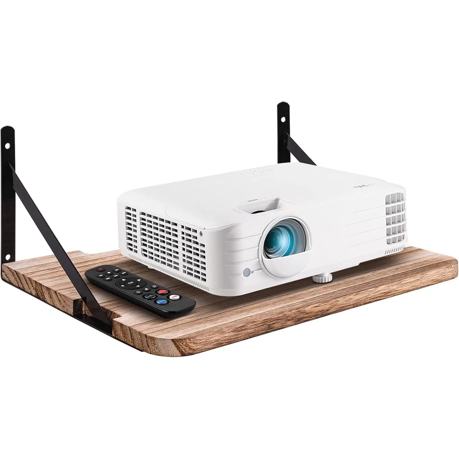 Projector Shelf,16.2" x 11"(L*W),Router Wall Mount Floating Shelf,Projector Mount Rack Holder,Modem Cable Box for Xbox Series PS5 PS4 Wood SS1