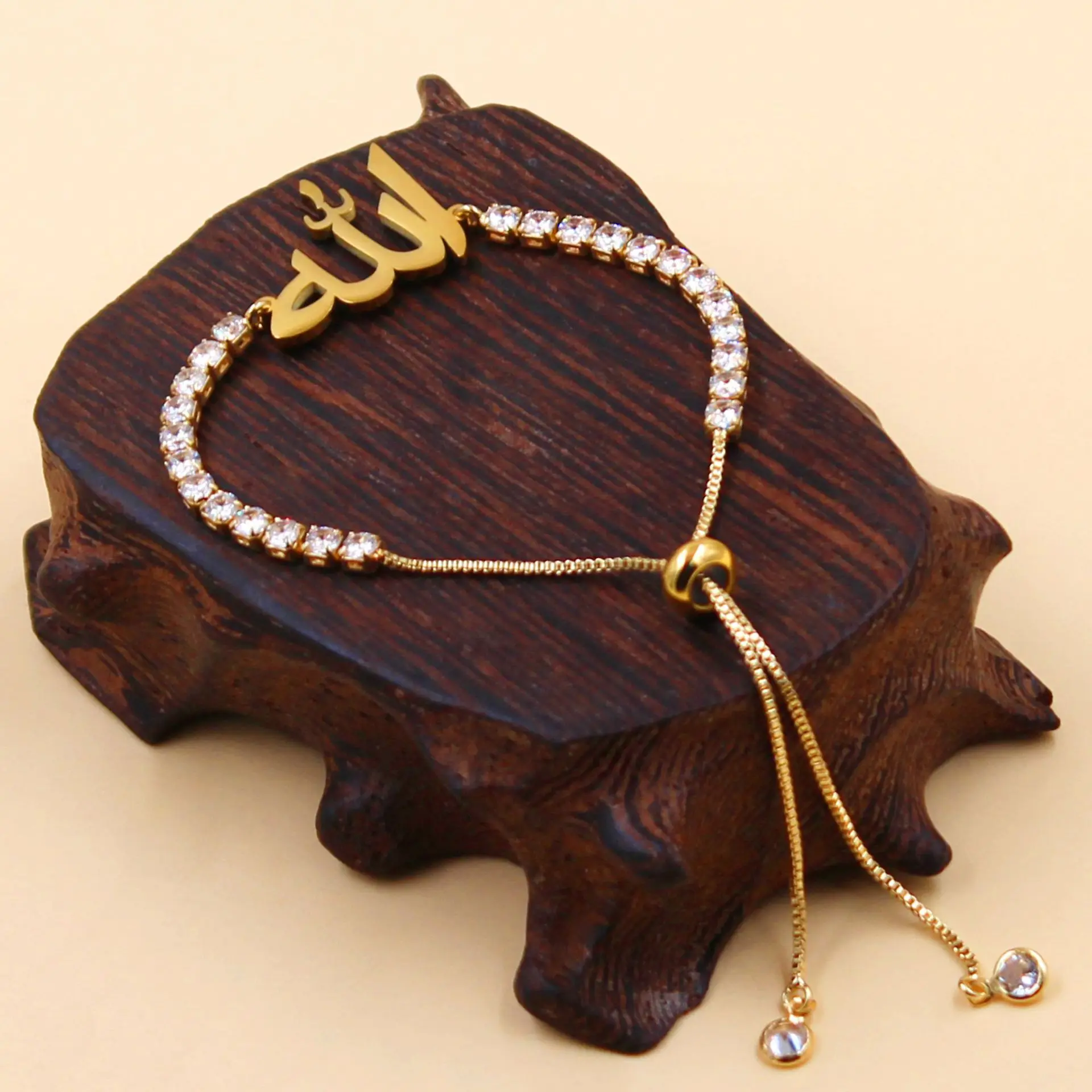Women's Stainless Steel Crystal Bracelet, Muslim Islamic Jewelry, Allah Name Design, Elegant Ladies & Girls Accessory, Perfect Gift