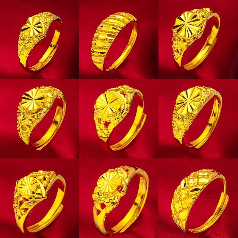 NEW Dubai Flower Gold Color Arab Rings For Women Resizable Ethiopia Wedding Jewelry African Party Gift Nigerian Jewellery