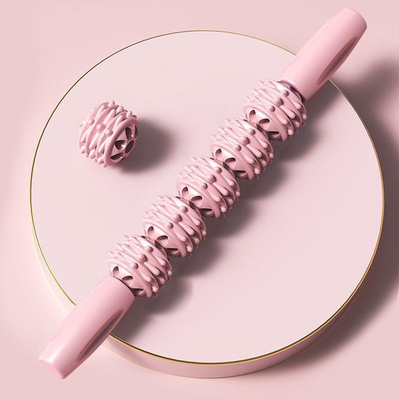 Handheld Massage Roller Stick, Leg Muscle Foam Roller, Yoga Massage Stick for Calves, Double Row 10 Wheels massage tool