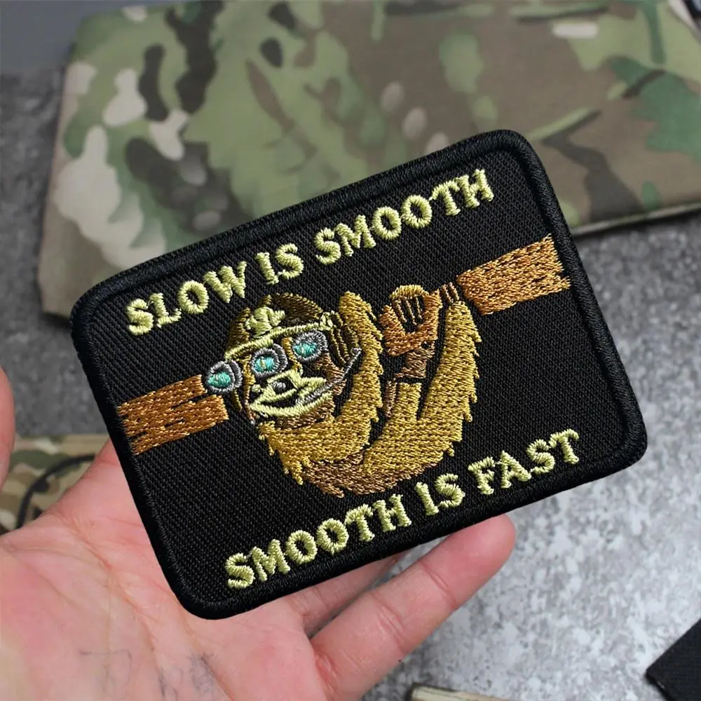 Funny Sloth Morale Tactical Embroidery Patch NVG Goggles Animal Military Badge Hook and Loop for Airsoft Gear Helmet