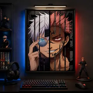 Japanese Anime JJK Wall Art Gojo vs Sukuna Split Face Anime  Manga Decor for Boys Room poster canvas jjk manga artwork minimalist Anime Poster Wall Art Print Modern Dark King Anime Posters Set anime wall art manga lover anime fan