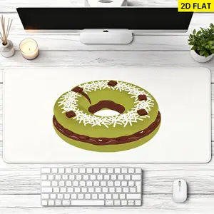 Extra Large Matcha Donut with Chocolate Topping Mouse Pad - Non-Slip Rubber Base, Desktop Protection Pad, Washable, Locked Edge, Multi-Size Premium Multipurpose Mousepad for Home, Office, Gifting