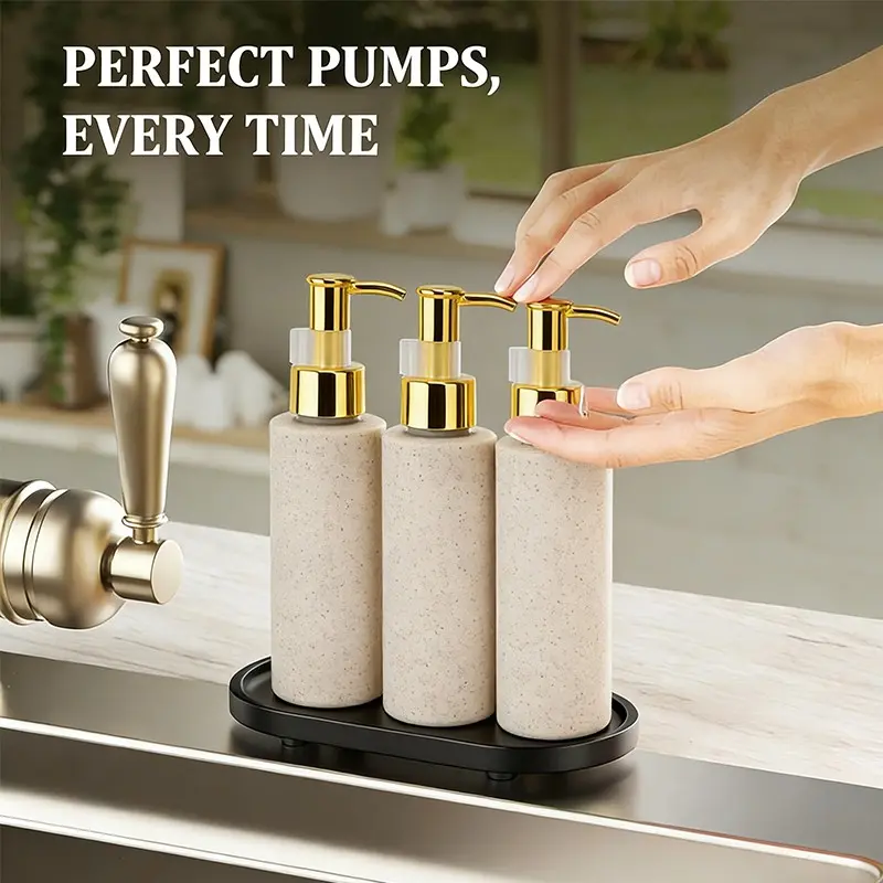 Travel Bottle Set, 3 X 100ML Wheat Straw Press Dispenser Bottles, Reusable Eco-Friendly Design, Ideal for Daily Use