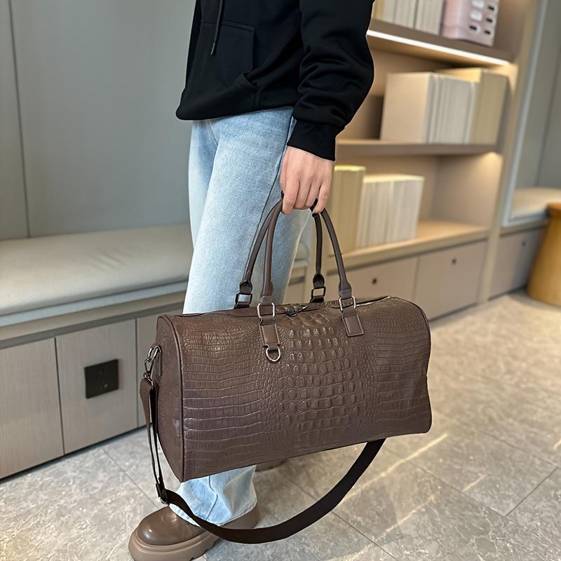 Sporty Gym Tote Bag - Crocodile Pattern Portable Sport Fitness Luggage for Short-Distance Business Trips, Overnight Stays, Sporty Gym Bags
