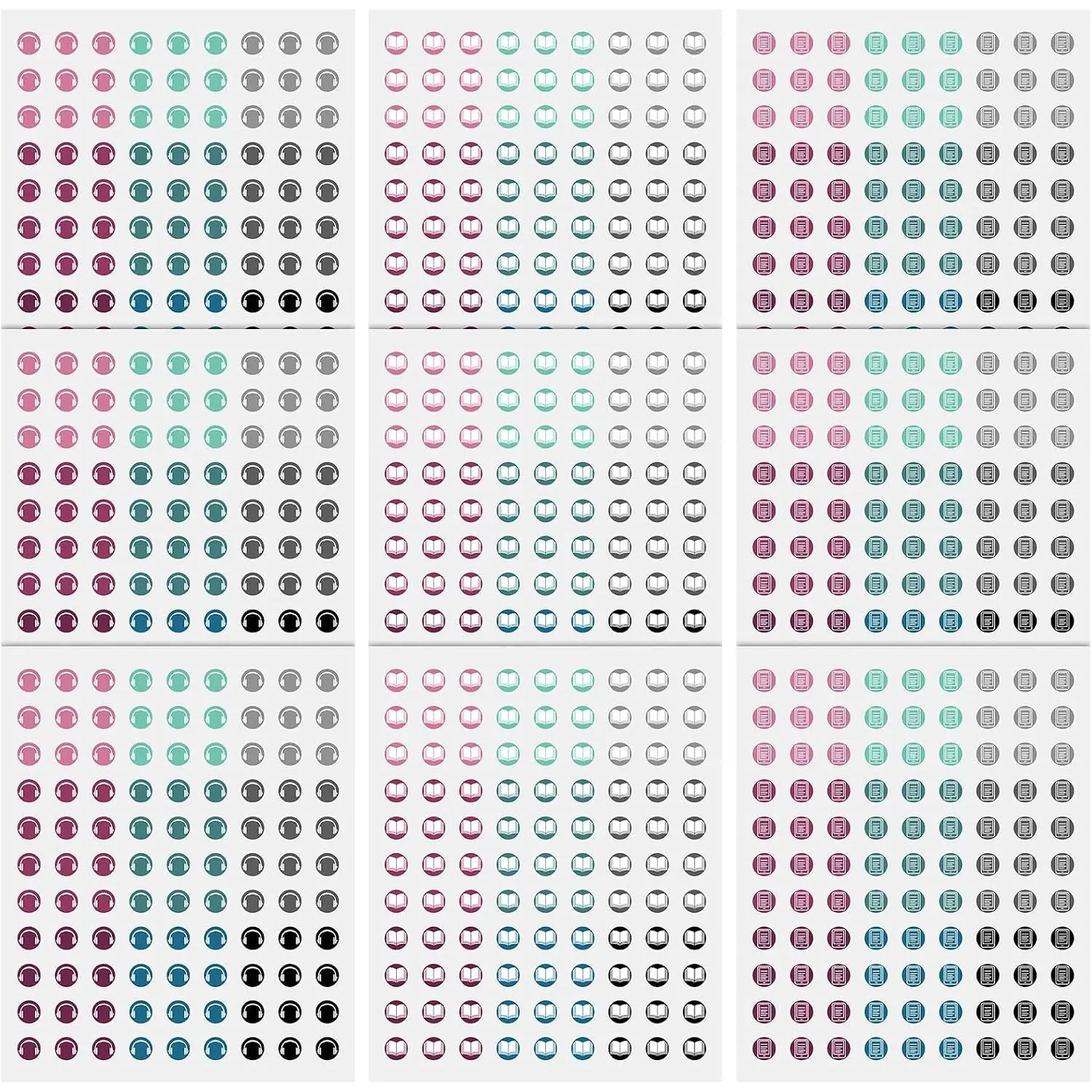 9 count Mini Book Stickers Journal Sticker for Reading Time Homework School Mini Planner Sticker for  Planners Journals and Logs for Book Lover and Read Challenges(Colorful)