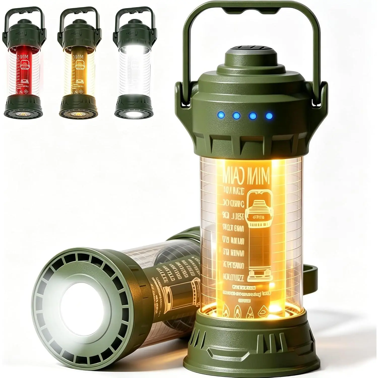 USB Rechargeable Camping Lantern, LED Camping Lights 3 Colors 6 Modes, Mini 2-in-1 Portable Outdoor  Light & Flashlight for Hiking &  Outages, Tent Lighting Essential Gear with Lanyard