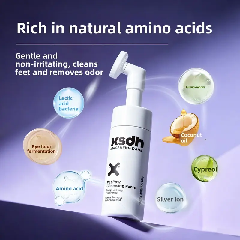 120ml No-Rinse Paw Cleaning Foam for Cats and Dogs, Daily Paw Care