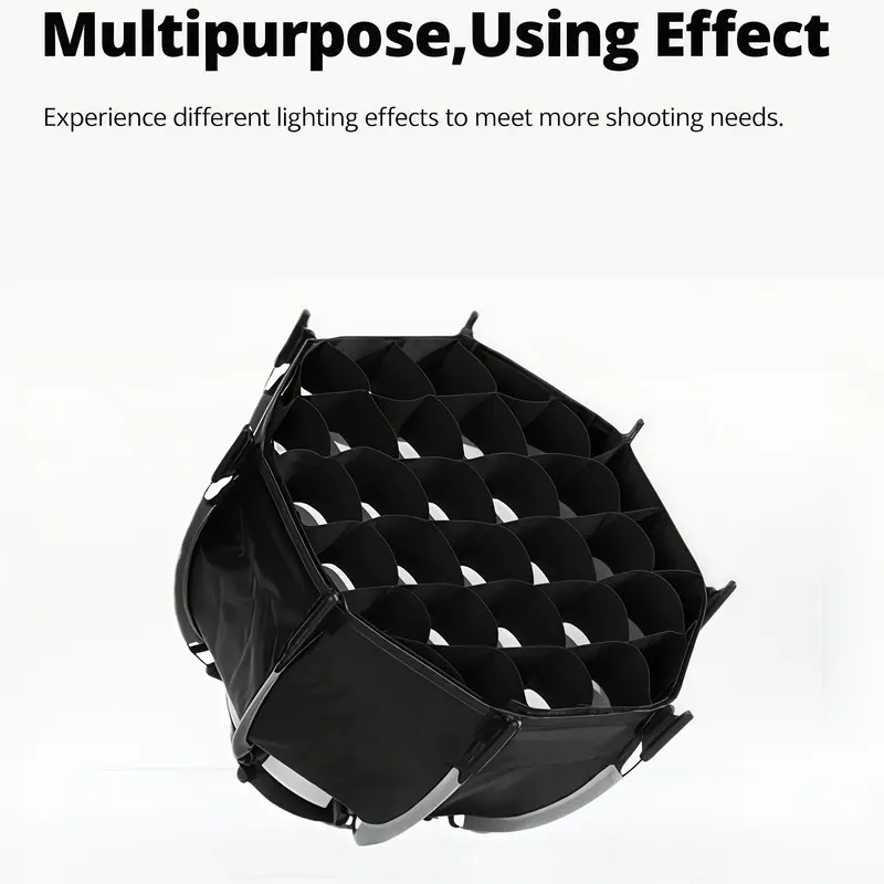 Professional Quick Fold Livestream Softbox with Bowens Mount 24x24 Inch Grid Diffuser for COB LED Video Light Studio Flash and Strobe Collapsible Light Modifier with Soft Even Illumination for Portrait and Product Photography