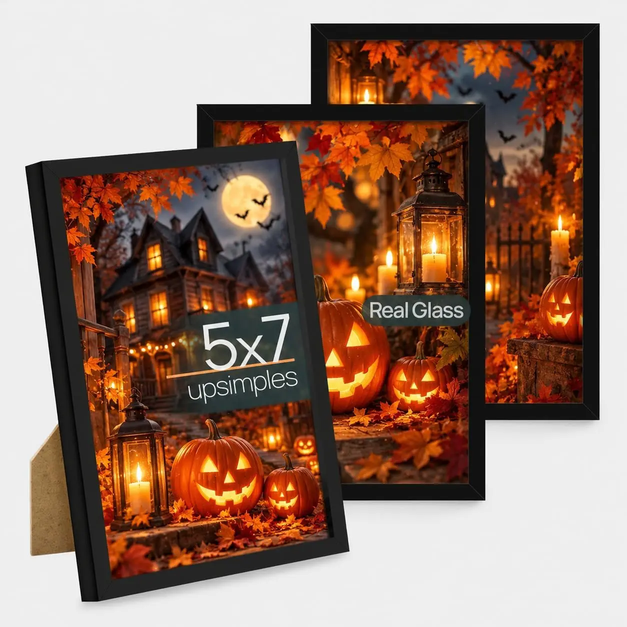 5x7 Picture Frame with Glass, Thin Border Black Photo Frames, 3 Pack