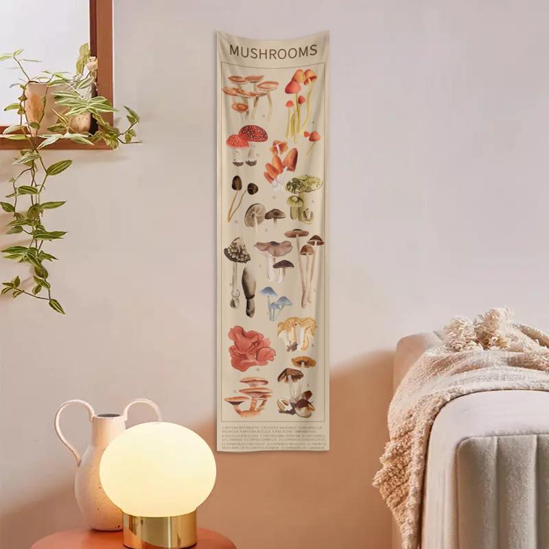 Mushroom Flower Butterfly Moon Phase Pattern Tapestry, Home Decor Accessories Psychedelic Wall Art Hanging Blanket, Wall Decor, Bedroom Accessories, Wall Tapestries, Tapestry Wall Mural, Living Room