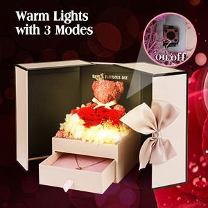 Gifts for Mom from Daughter Son, Preserved Real Red Rose with Cute Bear & I Love You in 100 Languages , Unique Mothers Day, Birthday Gift Box for Mama Mother