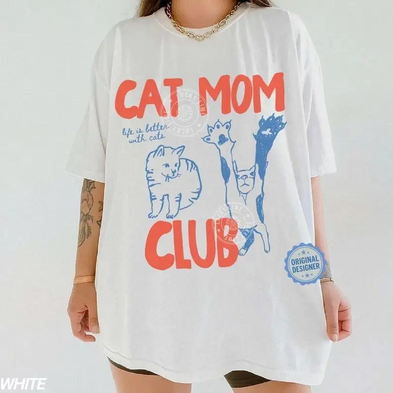 Men's Comfortable Seamless Cotton Twist T-Shirt - Cat Mom Gift Apparel (t0317), Top
