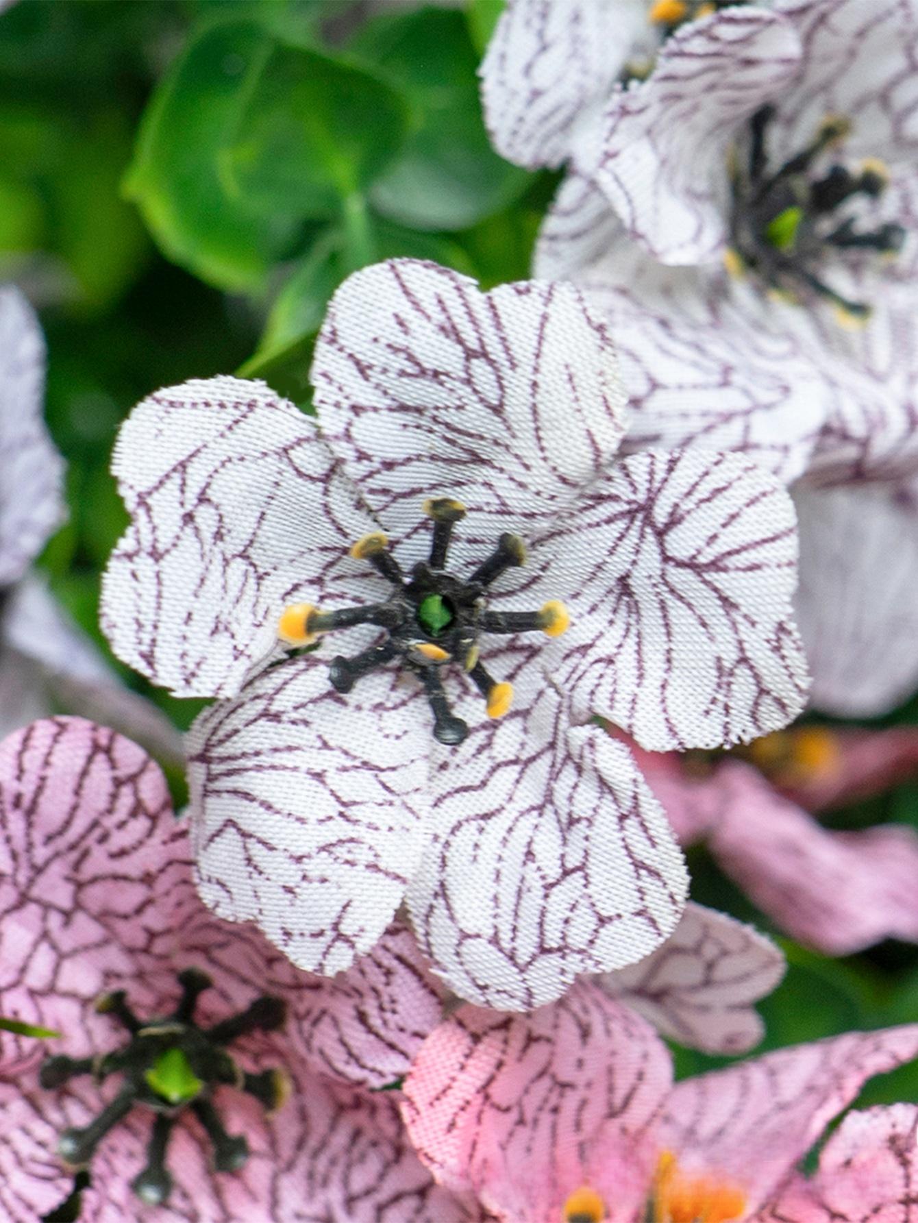 Violet artificial flower hanging basket, iron art hanging decoration, flower basket pendant for wall, door, and outdoor decoration, artificial plants and fake flowers