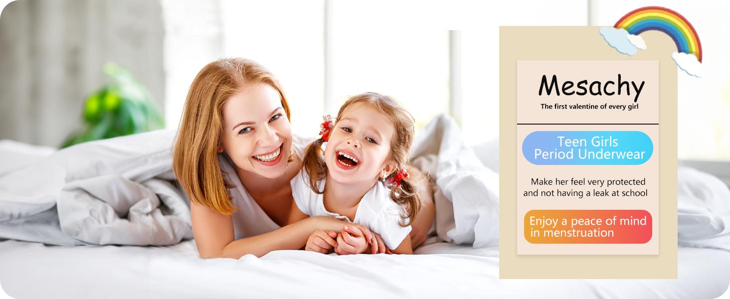 SUNDAY MIRTH Teens Girls Period Underwear Kids Period Panties Menstrual Leakproof Protective Underwear for Teens Cotton Briefs