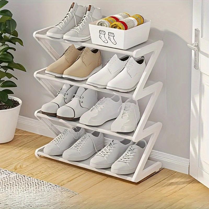 Space-Saving 4-Tier Shoe Rack, Shoe Shelf Organizer, Plastic & Metal ...