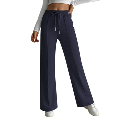 Jogginghose Damen Baggy Hose High Waist Freizeithose Wide Leg Hose Casual Sweatpants mit Elastischem Bund